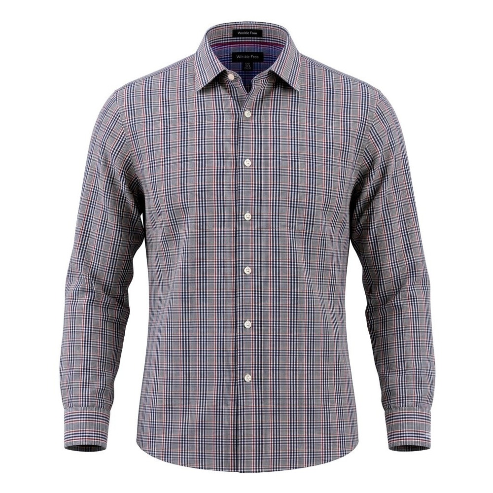 Neiman Marcus Mens Trim Fit Plaid Wrinkle Free Button Down Shirt Size 15.5 32/33